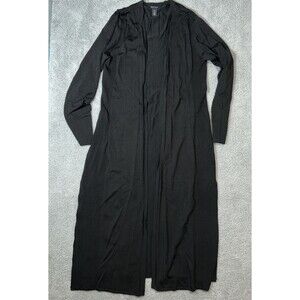 White House Black Market Women’s XL Black Long Open Front Cardigan Split Sides